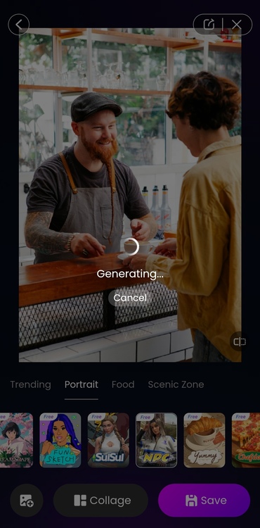 PS2 AI filter photo feature