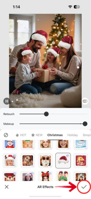 Add a Santa Hat to a Photo in BeautyPlus -07