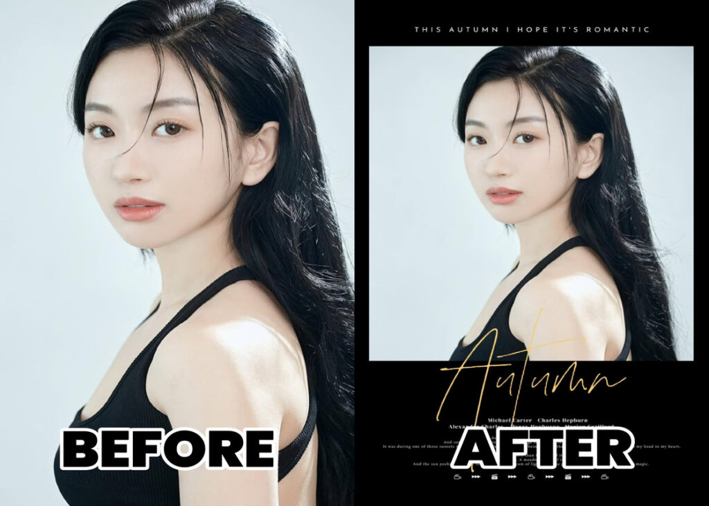 aplikasi edit tulisan di foto-foto template sebelum dan sesudah