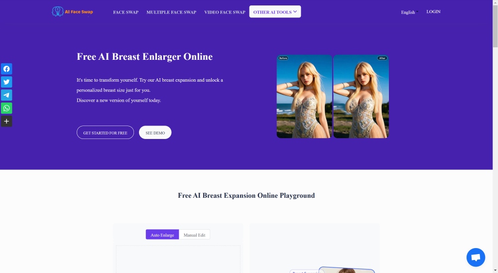 AI Face Swap Web Screenshot EN - Breast Enlargement