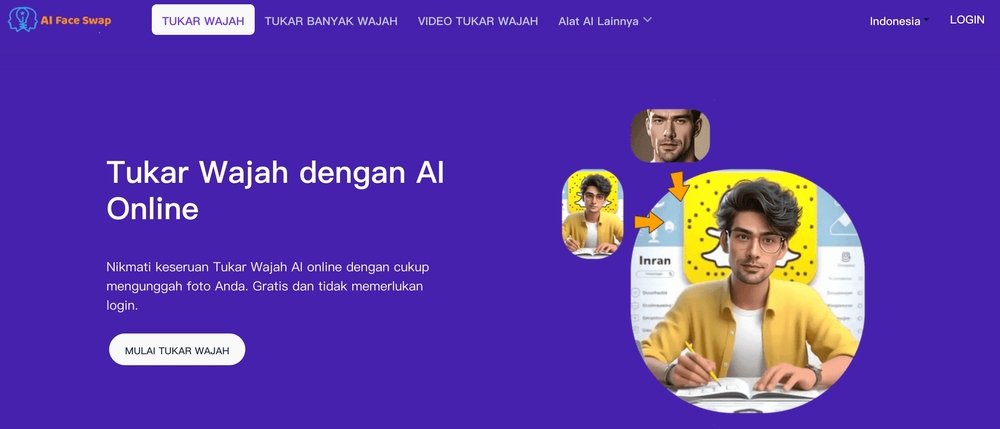 aiface swap-face swap landing page