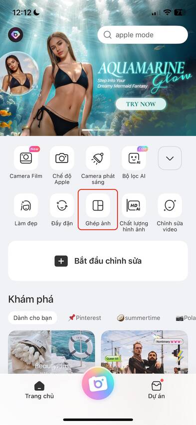 app tạo khung viền trắng cho ảnh-Chọn tính năng ghép ảnh