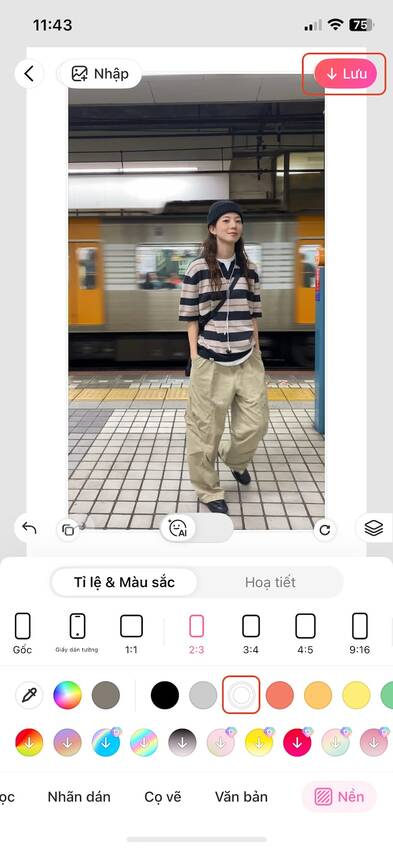 app tạo khung viền trắng cho ảnh-Chọn nền trắng, chỉnh tỷ lệ ảnh