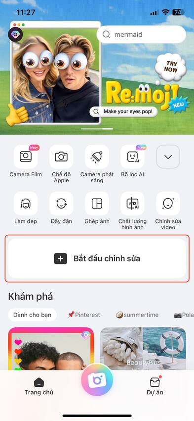 chỉnh ảnh ngược sáng-Giao diện chính app