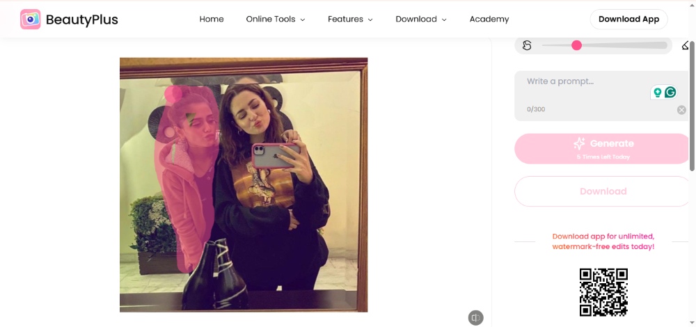 BeautyPlus AI Replace Web Screenshot EN - two girls step 3