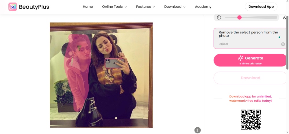 BeautyPlus AI Replace Web Screenshot EN - two girls step 4