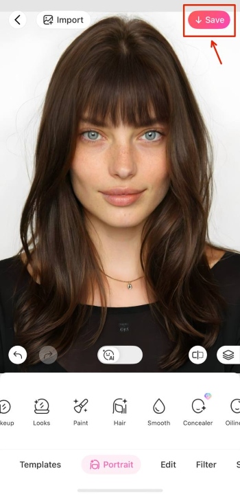 BeautyPlus App Screenshot EN - bangs save