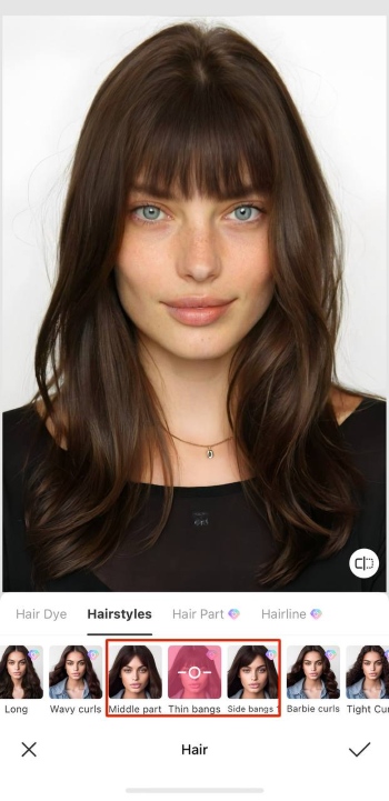 BeautyPlus App Screenshot EN - bangs