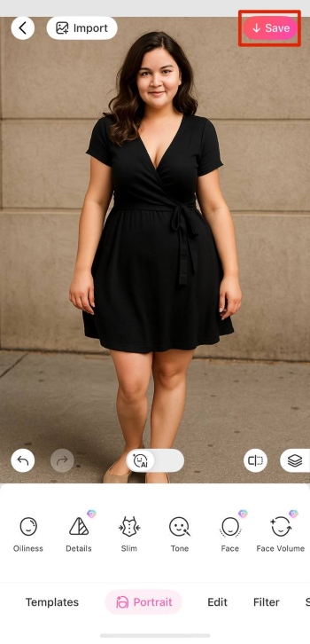 BeautyPlus App Screenshot EN - Body Filter save