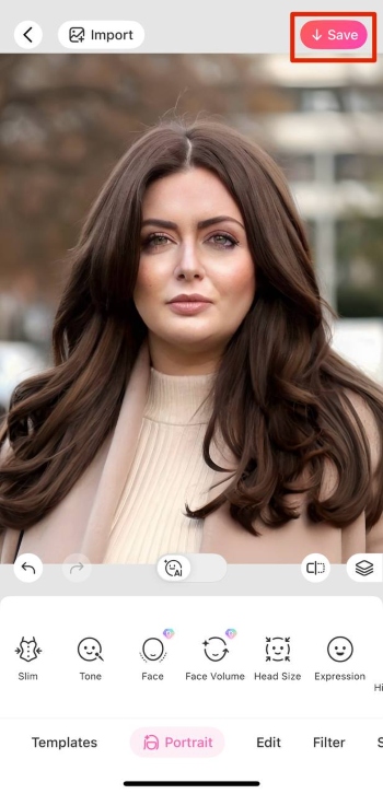 BeautyPlus App Screenshot EN - Face Shape save