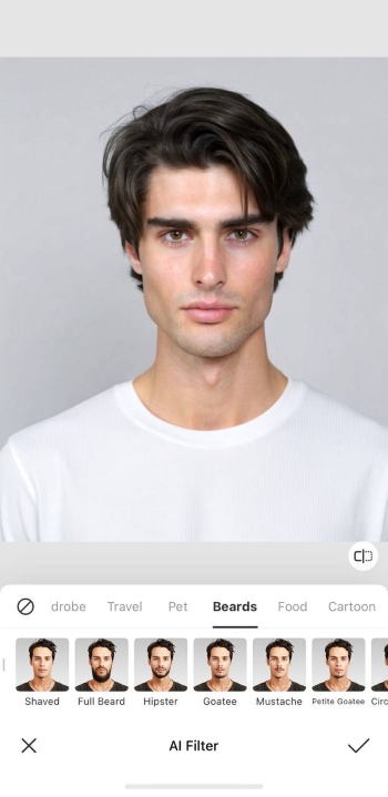 BeautyPlus App Screenshot EN - mustache filter beards options