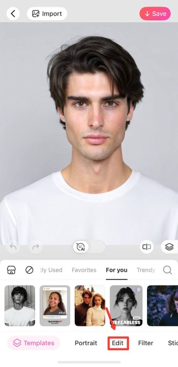 BeautyPlus App Screenshot EN - mustache filter edit