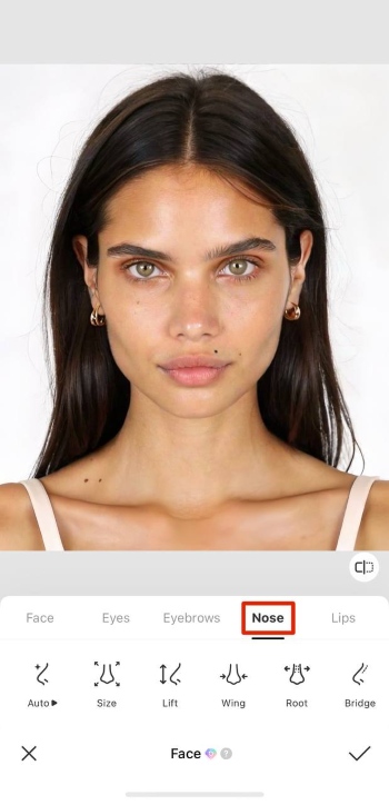 BeautyPlus App Screenshot EN - Nose Job Filter front nose