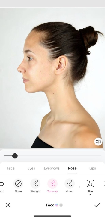 BeautyPlus App Screenshot EN - Nose Job Filter side nose