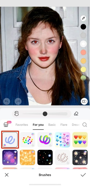 BeautyPlus App Screenshot EN - red eye remover choose a brush