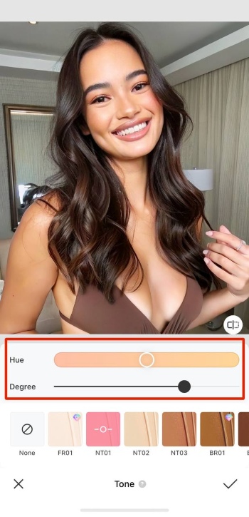 BeautyPlus App Screenshot EN - Skin Color Changer hue degree
