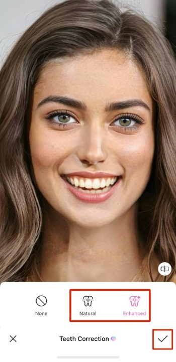 BeautyPlus App Screenshot EN - Straight Teeth Filter portrait teeth correction enhanced