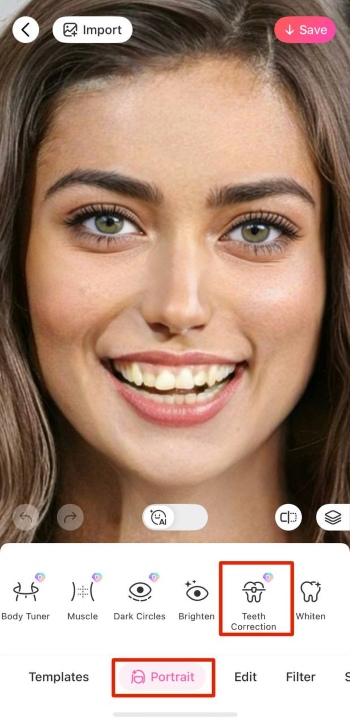 BeautyPlus App Screenshot EN - Straight Teeth Filter portrait teeth correction