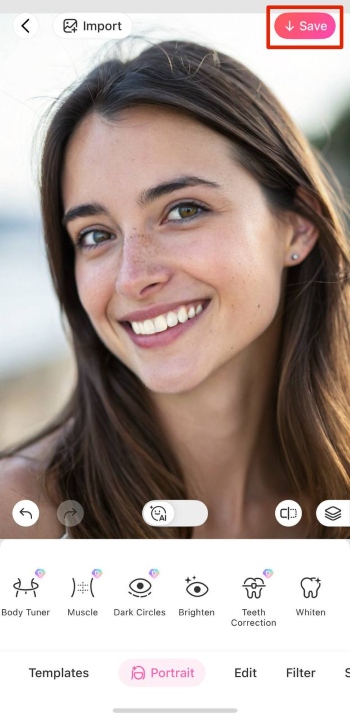 BeautyPlus App Screenshot EN - whiten teeth save