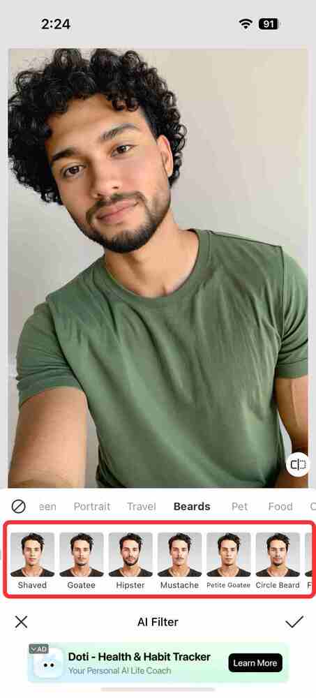 BeautyPlus Beard filters