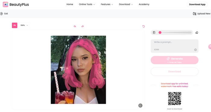BeautyPlus Online-highlight the hair part with brush