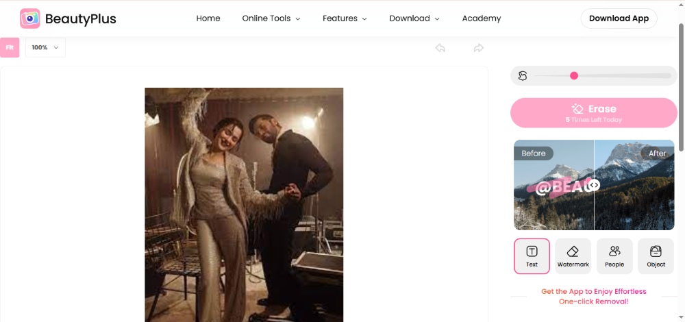 BeautyPlus Remove People from Photo Web Screenshot EN - dancing couple step 2