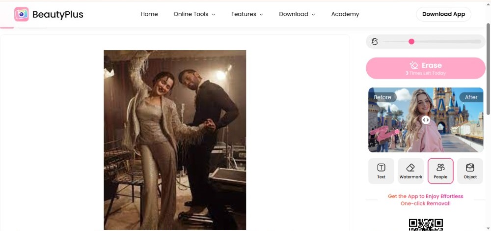 BeautyPlus Remove People from Photo Web Screenshot EN - dancing couple step 3