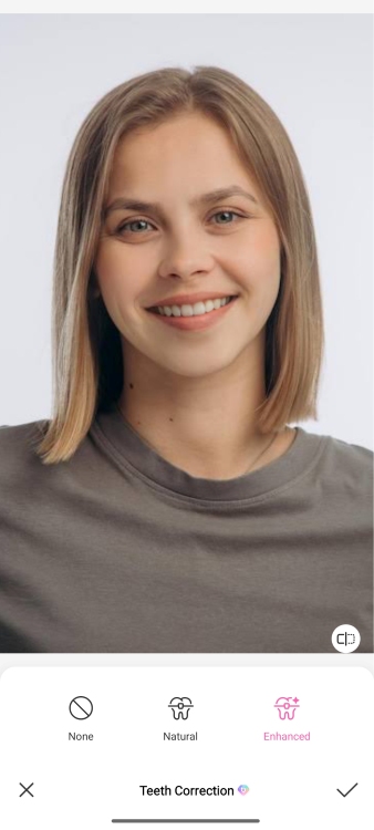 BeautyPlus Teeth Correction Tool Screenshot EN - No-Brace Filter enhanced