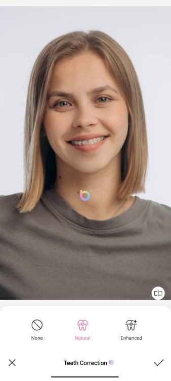 BeautyPlus Teeth Correction Tool Screenshot EN - No-Brace Filter natural