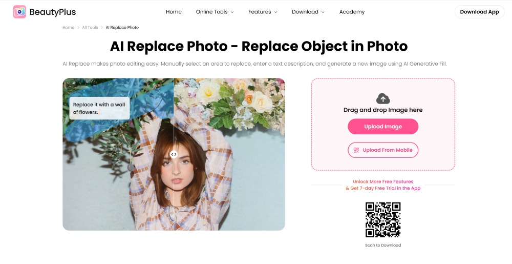 BeautyPlus Web Screenshot EN - ai replace photo