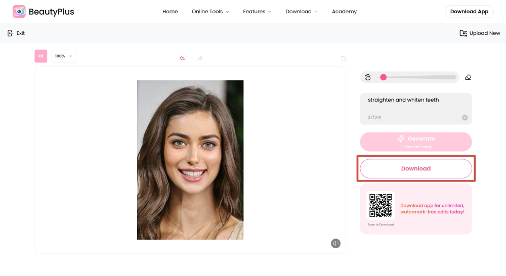 BeautyPlus Web Screenshot EN - straight teeth filter download