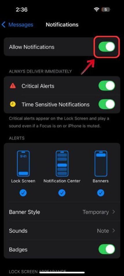 blur text on iphone-allow notifications