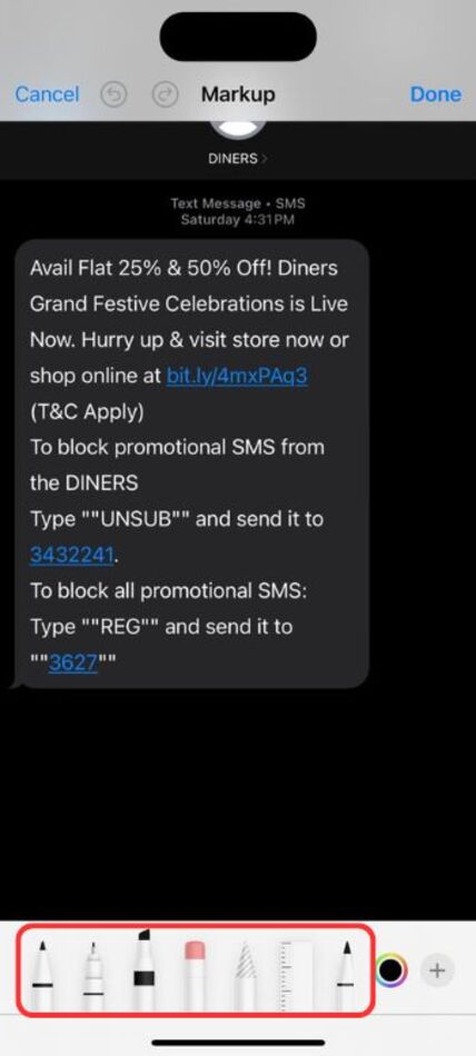 blur text on iphone-marker tool