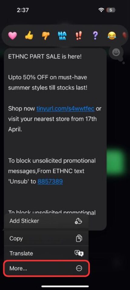 blur text on iphone-more tab