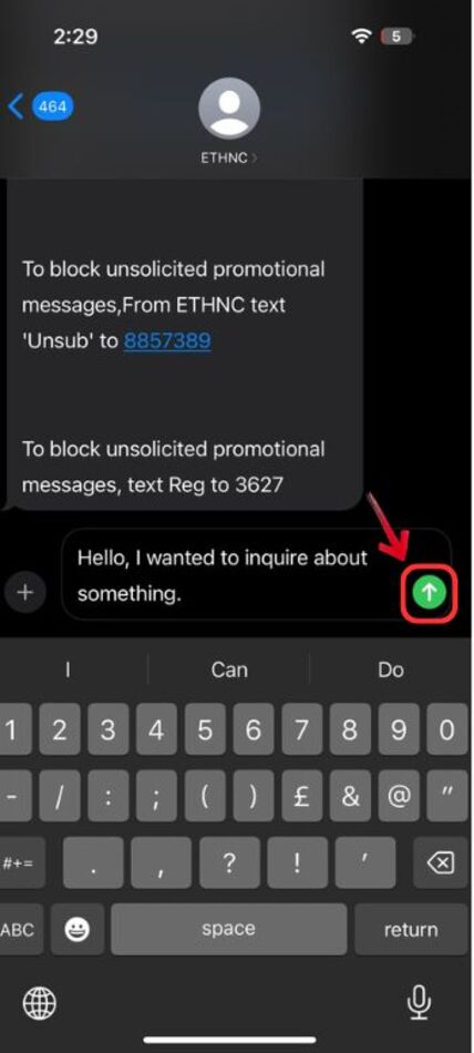 blur text on iphone-send button