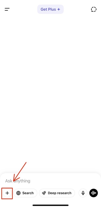 ChatGPT App Screenshot EN - plus sign