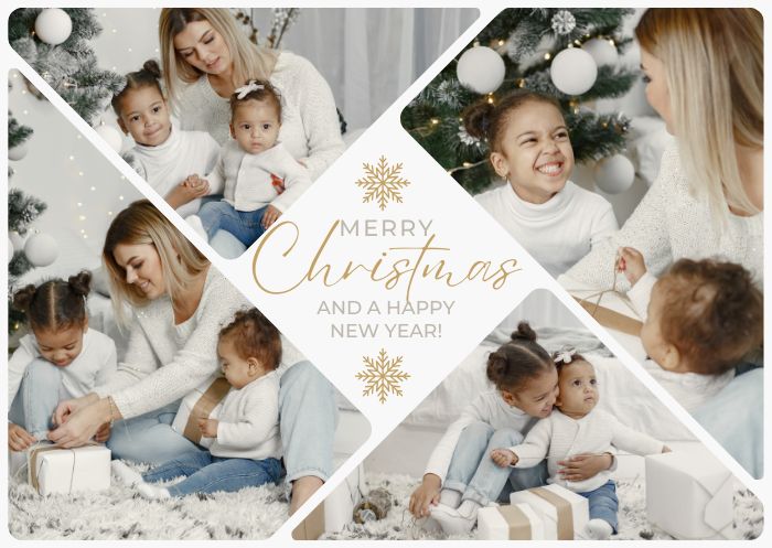 christmas cards-White Simple Minimalist Photo Frame Collage Merry Christmas Card
