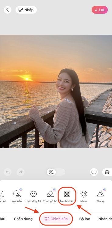 tạo ảnh pixel-Chọn tính năng Tranh khảm