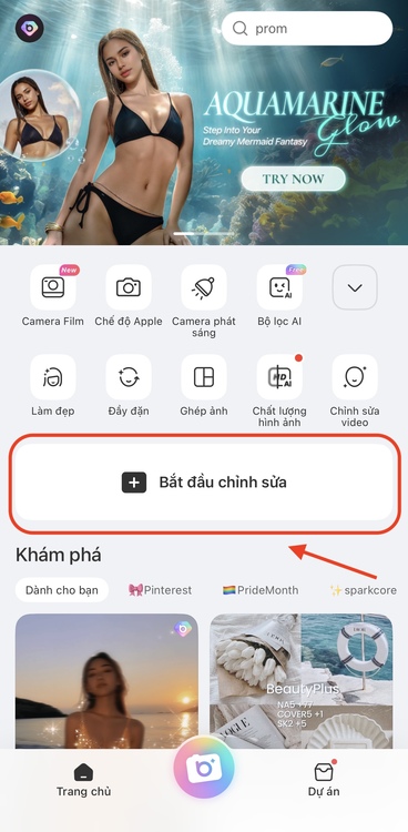 tạo ảnh pixel-Giao diện màn hình chính app BeautyPlus