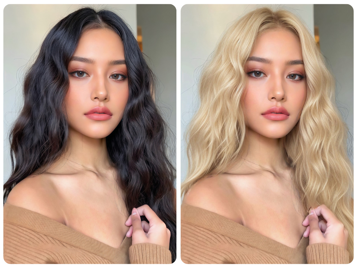 BeautyPlus ฟิลเตอร์ผมสีบลอนด์