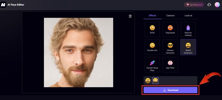 Download image with beard from Media AI Beard Generator