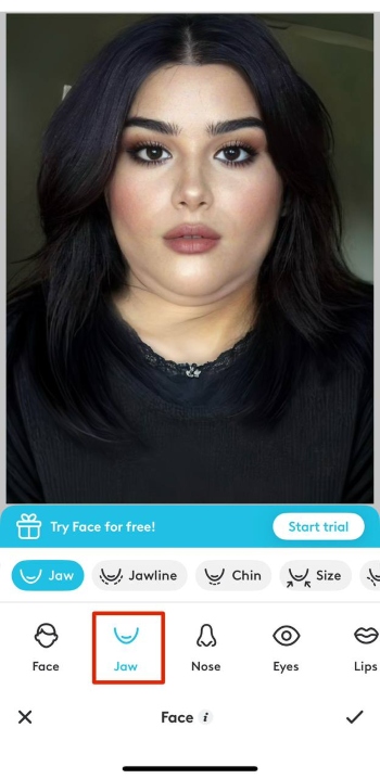 FaceTune App Screenshot EN - remove double chin face jaw