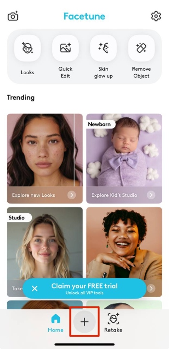 FaceTune App Screenshot EN - remove double chin upload image