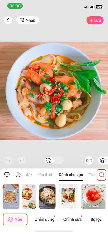 chụp đồ ăn-Chọn tính năng mẫu template