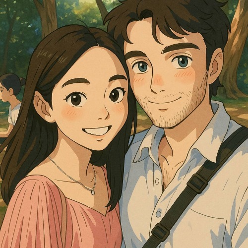 ghibli filter - international couple after ChatGPT