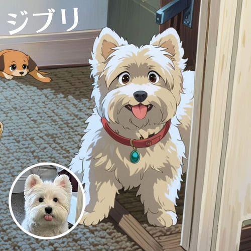ghibli-filter-white-dog-ペット加工アプリ