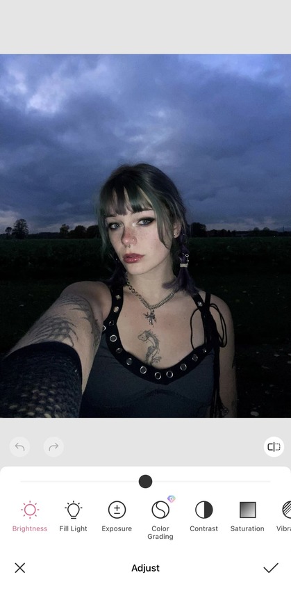 Glow camera app-adjust features