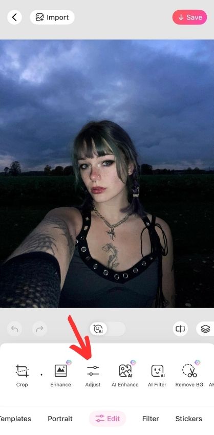 Glow camera app-adjust