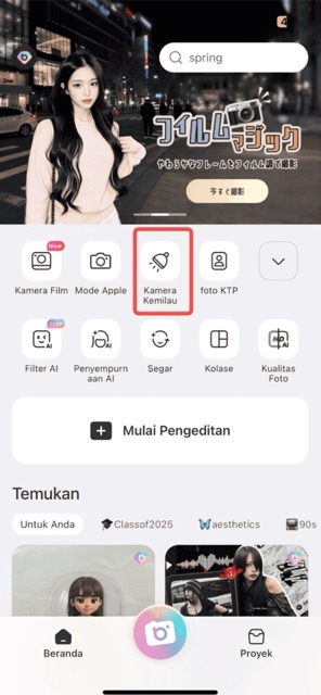 Kamera glow - cara menggunakan - langkah 1