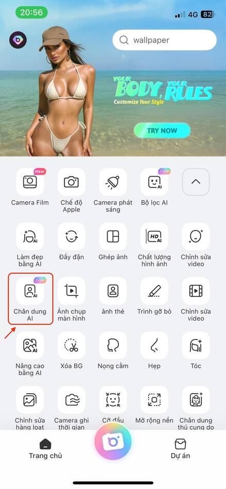 cách ghép người vào ảnh-Chọn tính năng Chân dung AI